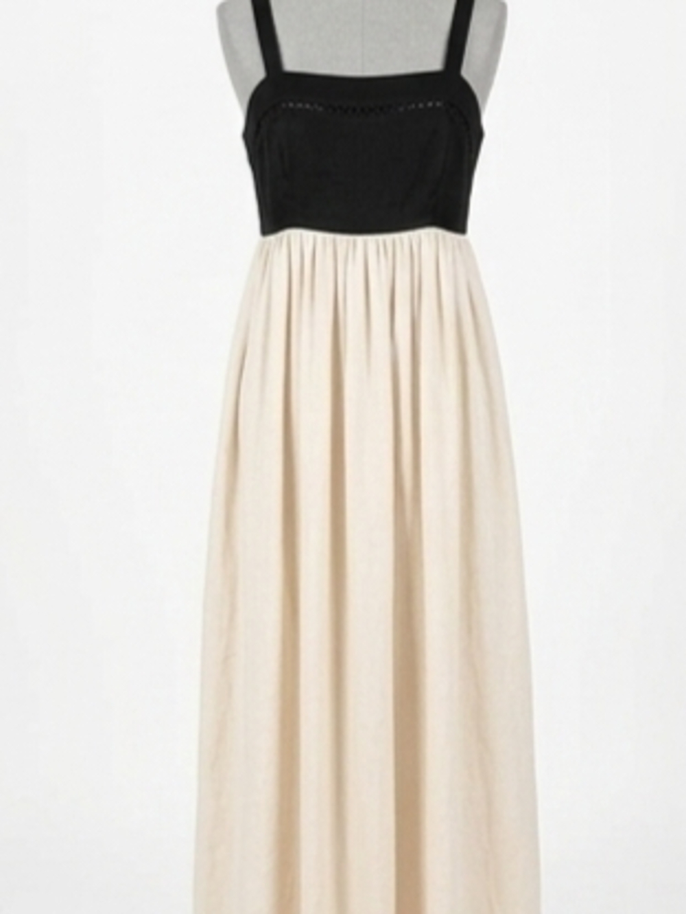 Taylor Black Bodice Cream Maxi Dress with Straps
